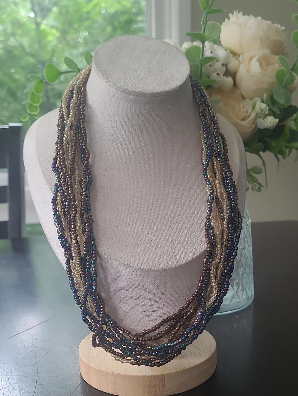 multi-strand seed bead necklac